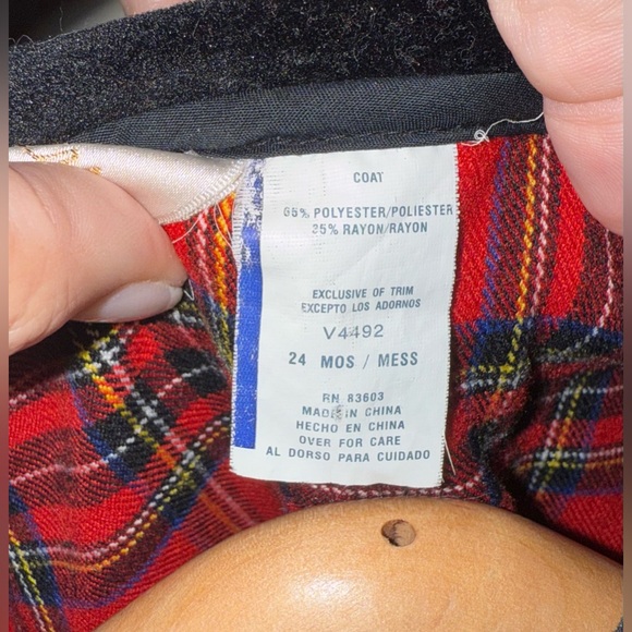 Little Bitty vintage girls plaid coat, size 24 mos, EUC - Picture 5 of 6